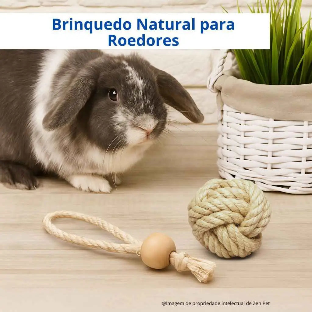 Brinquedo Para Coelhos Natural Sisal + Pinus | Desgaste Saudável Dentes Roedores | Caprioli Inter para roedores