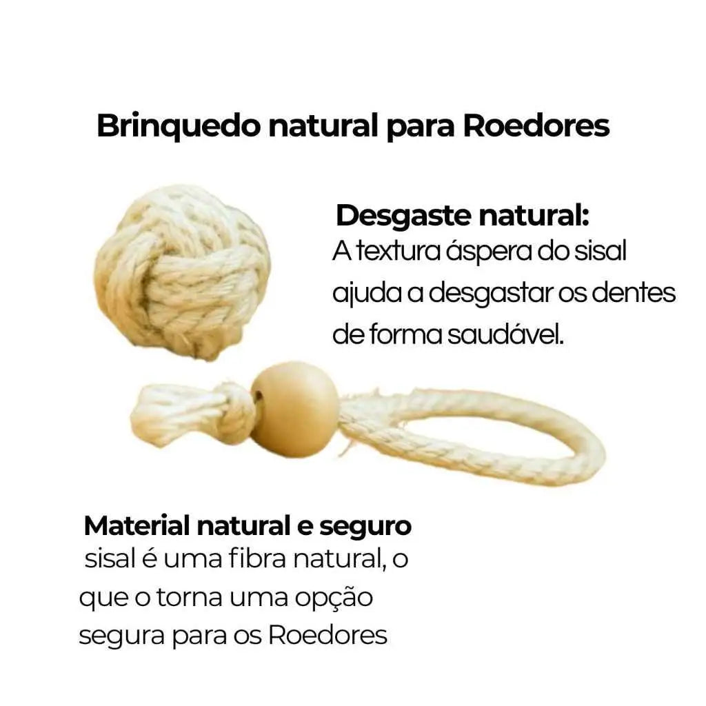 Brinquedo Para Coelhos Natural Sisal + Pinus | Desgaste Saudável Dentes Roedores | Caprioli Inter para roedores