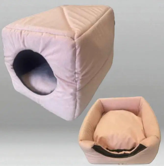 Caminha Pet Toca Iglu 2 em 1 Premium Cães | Caprioli Shop Acessórios para Pets SUEDE TOCA ROSA / P 30X38
