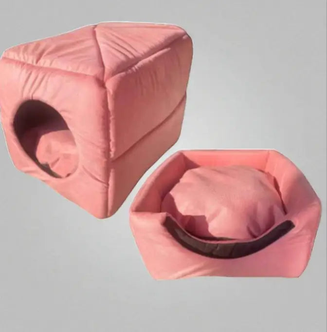 Caminha Pet Toca Iglu 2 em 1 Premium Cães | Caprioli Shop Acessórios para Pets SUEDE TOCA ROSE / P 30X38