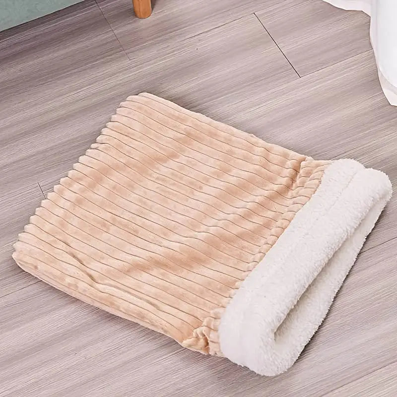 Caminha tipo Saco de dormir para Gatos | Caprioli Inter - caminhas e casinhas gatos - Veludo Listrado Espessado Cor