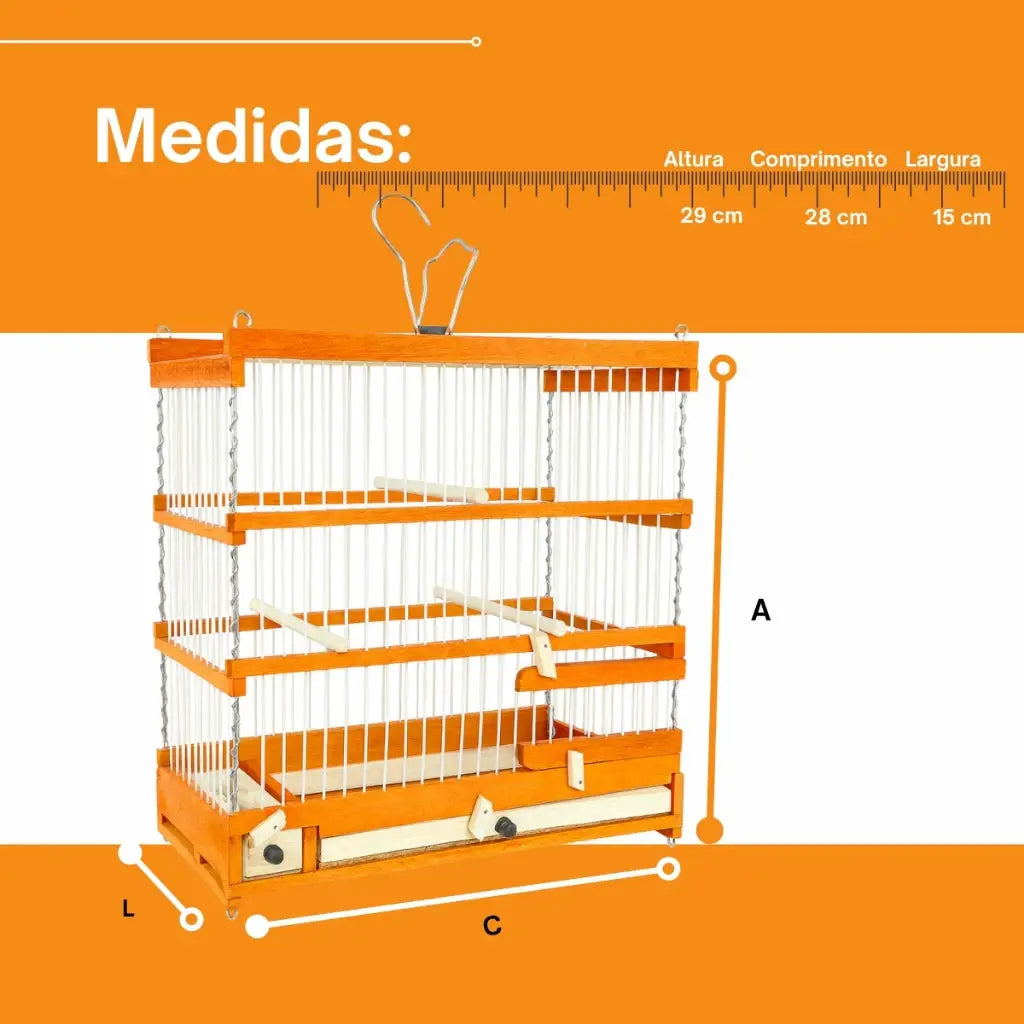 Gaiola de Madeira e Fibra para Pássaros Pequenos | Caprili Shop - Gaiolas Ninhos