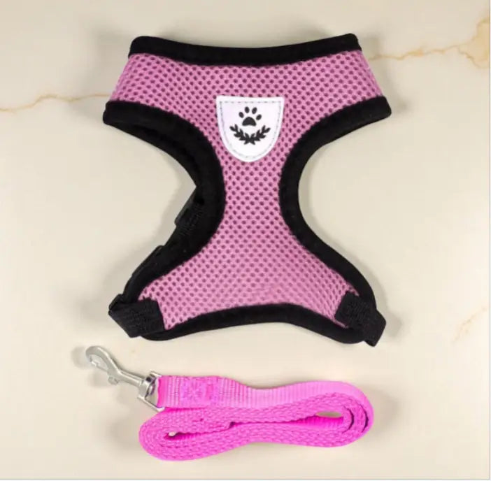Guia Coleira Peitoral Ajustável com Colete Flexível para Cães e Gatos | Caprioli Shop coleiras Rosa / P (1,5 2,5 kg)