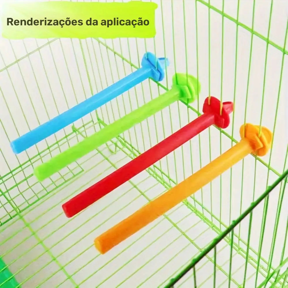 Kit com 10 pçs de Poleiros Pássaros Plástico Coloridos | Caprili Inter - Brinquedos e Acessórios para gaiola