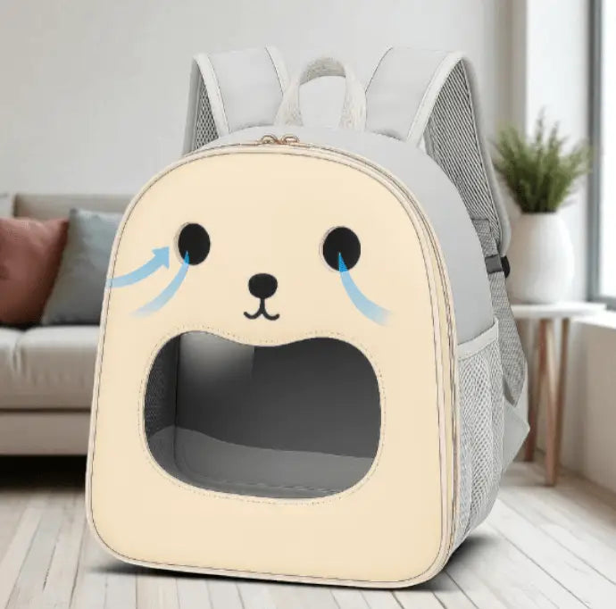 Mochila Transporte para Gato Vista Panorâmica Conforto e Estilo | Caprioli Shop transporte gatos Bege