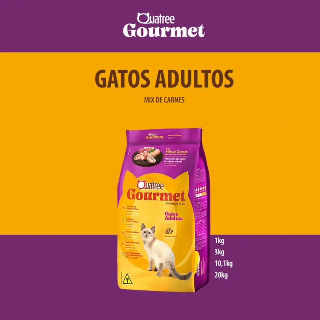 Quatree ração para gatos adultos - Nutrição completa e saúde bucal - 10,1 Kg | Caprili Shop - Ração Gatos