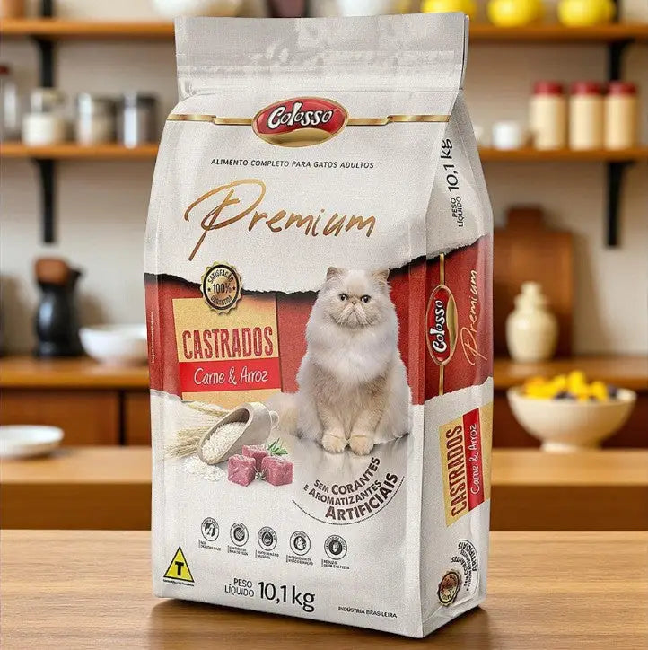 Ração Gato Castrado Super Premium Carne e Arroz 10 Kg Caprili Shop - para Gatos