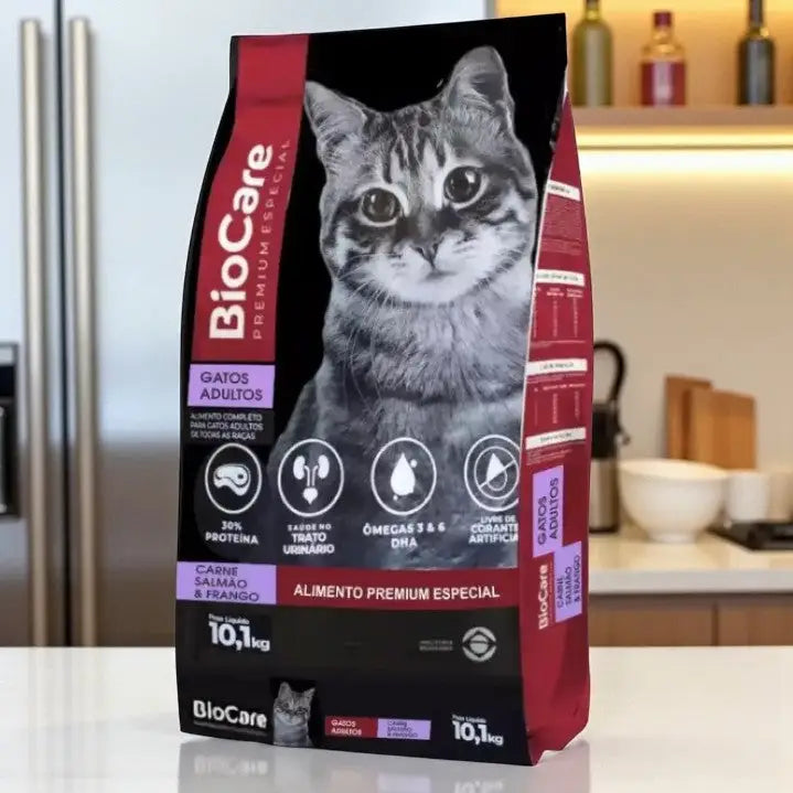 Ração Gatos Adultos Biocare Selection - 10.1 Kg Salmão,Carne,Frango| Caprili Shop
