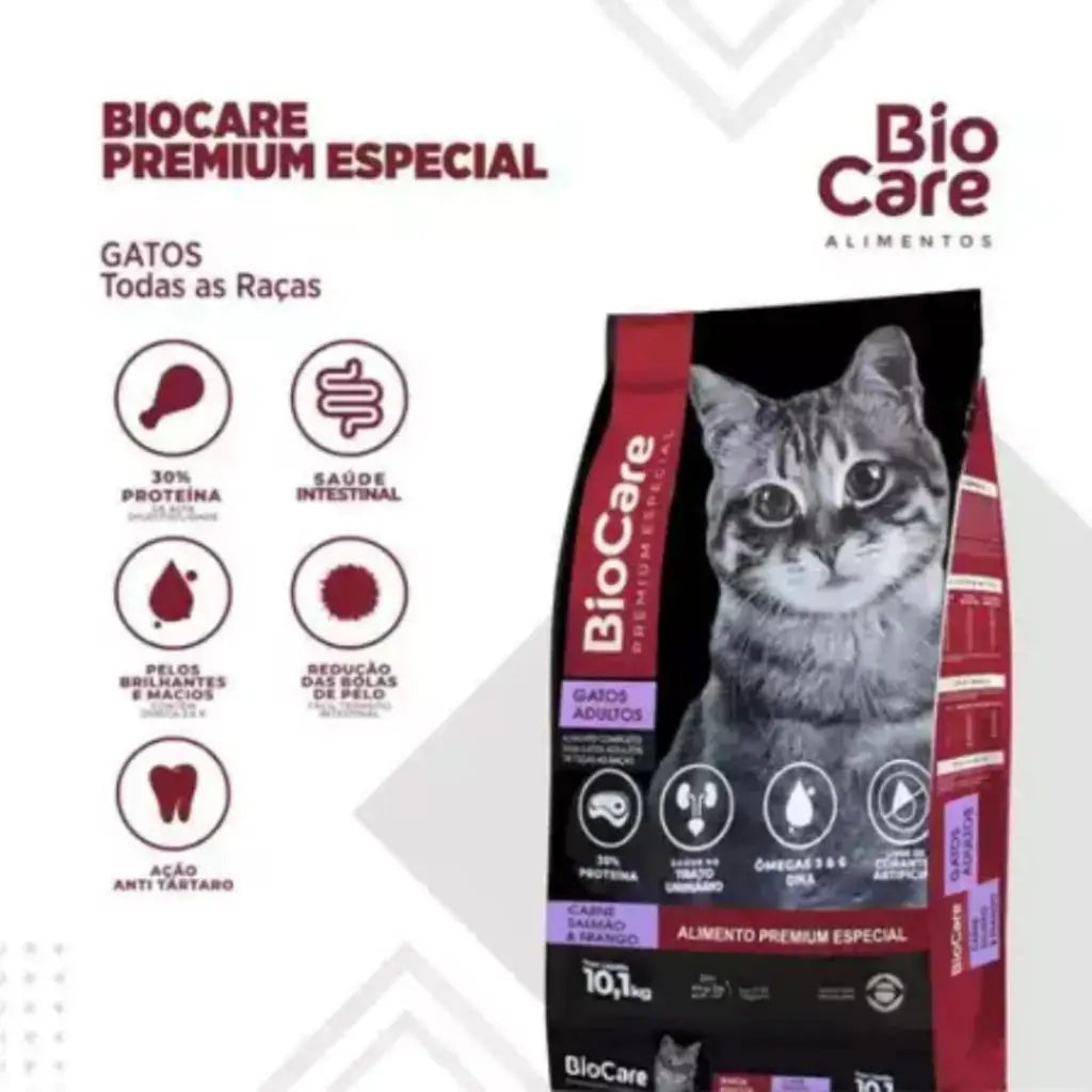 Ração Gatos Adultos Biocare Selection - 10.1 Kg Salmão,Carne,Frango| Caprili Shop