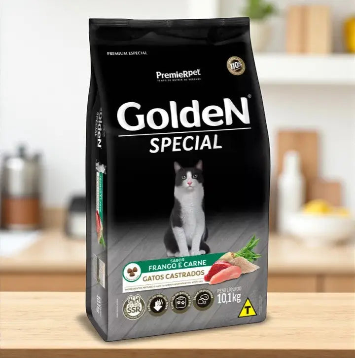 Ração Golden Special Gatos Castrados e Adultos - 10,1 Kg | Caprili Shop - para - Gato Castrado Frango/Carne