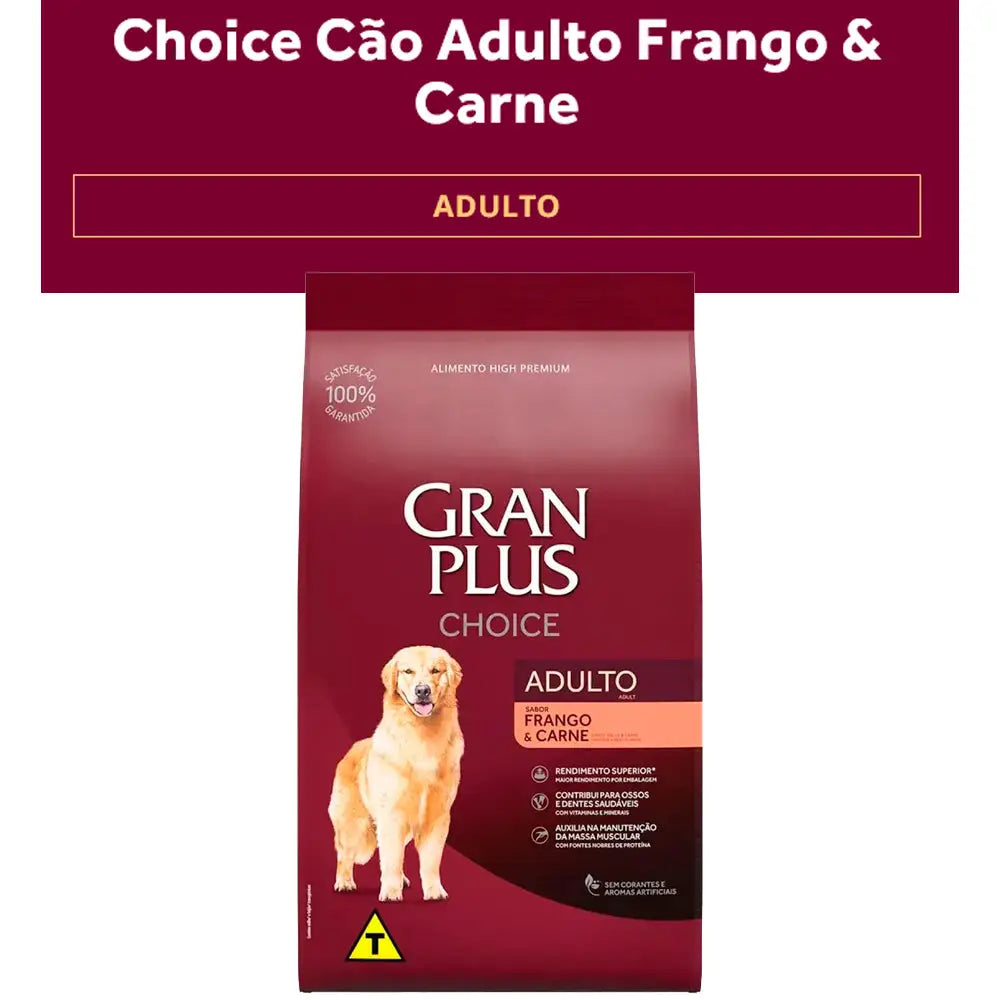 Ração GranPlus Choice Cães Adultos 15 Kg - Nutrição Balanceada | Caprili Shop - Para Cachorro