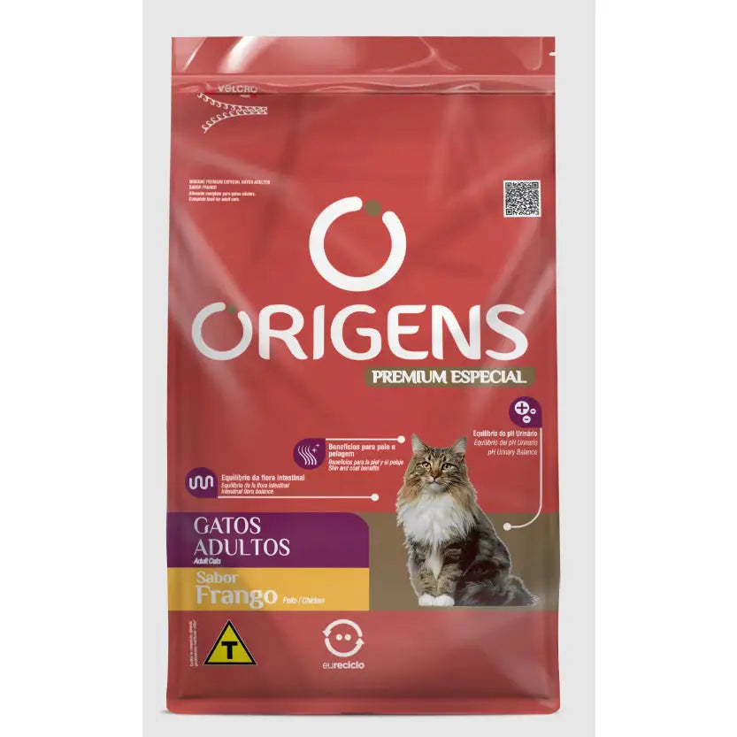 Ração Origens Gatos Adultos - Frango e Vitaminas para Pelagem Brilhante | Caprili Shop