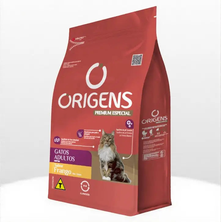 Ração Origens Gatos Adultos - Frango e Vitaminas para Pelagem Brilhante | Caprili Shop