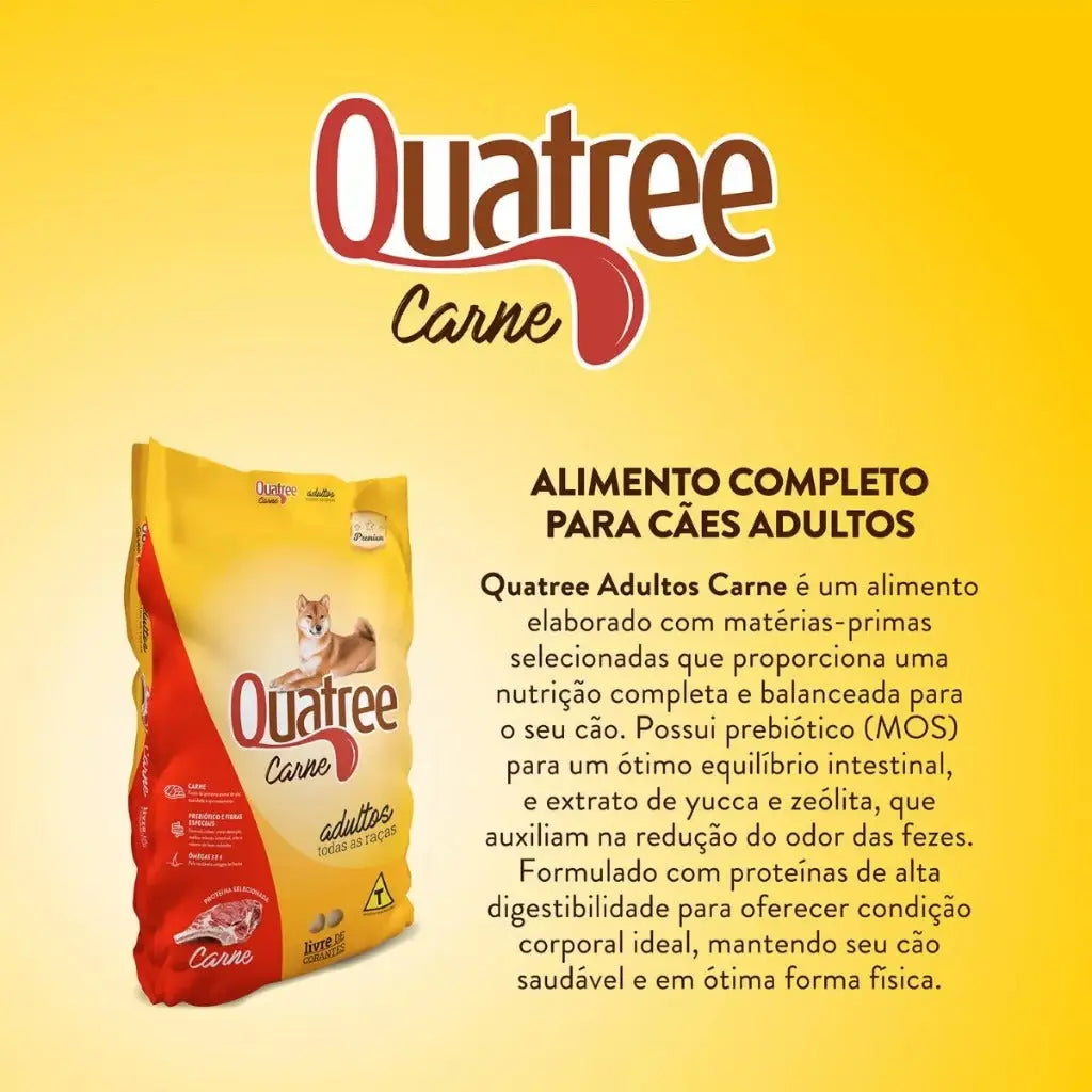 Ração Quatree cães adultos - Sabor carne 15kg | Caprili Shop - Para Cachorro