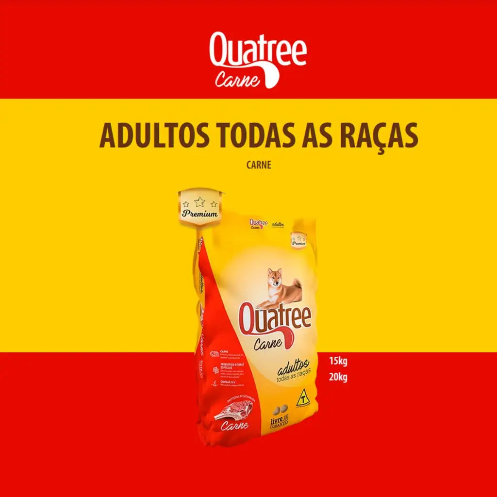 Ração Quatree cães adultos - Sabor carne 15kg | Caprili Shop - Para Cachorro
