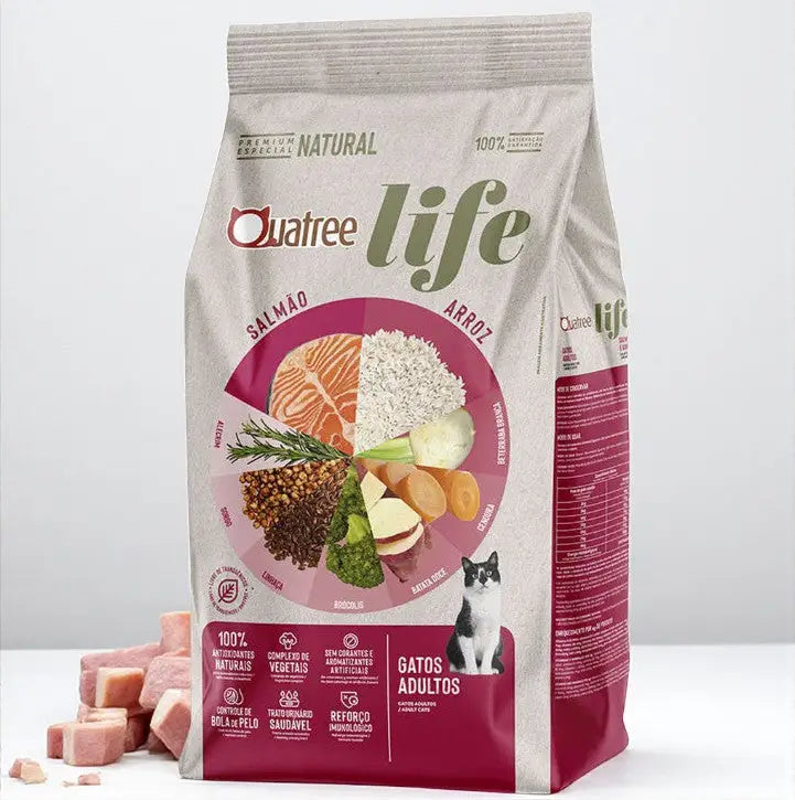 Ração Quatree Life Gatos Adultos - 10,1 Kg - Sabor Salmão e Arroz | Caprili Shop