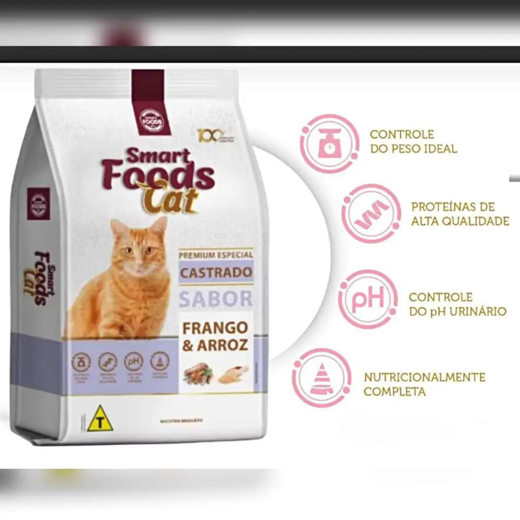 Ração Smart Foods Cat para Gatos Castrados - 10,1 Kg - Frango e Arroz | Caprili Shop