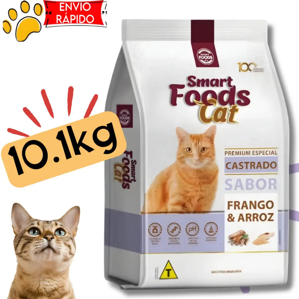 Ração Smart Foods Cat para Gatos Castrados - 10,1 Kg - Frango e Arroz | Caprili Shop