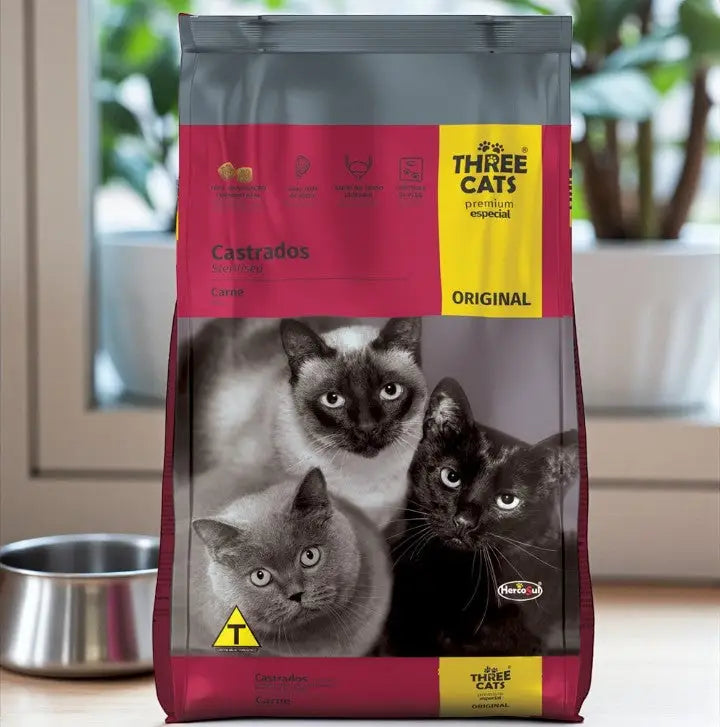 Ração Three Cats Gatos Adultos Castrados 10,1 Kg - Controle de peso | Caprili Shop