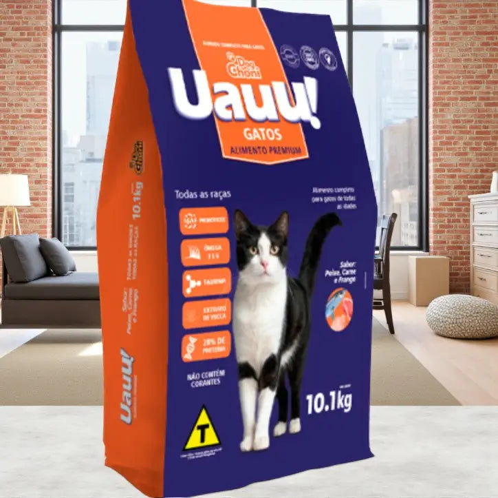 Ração Uauu Premium Gatos -Sabor Peixe Frango Carne | Caprili Shop