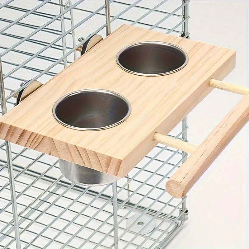Recipientes Alimentação Pássaros Inox Duplo + Suporte Resistente | Caprioli Shop Comedouro e Bebedouro Cor Aleatória