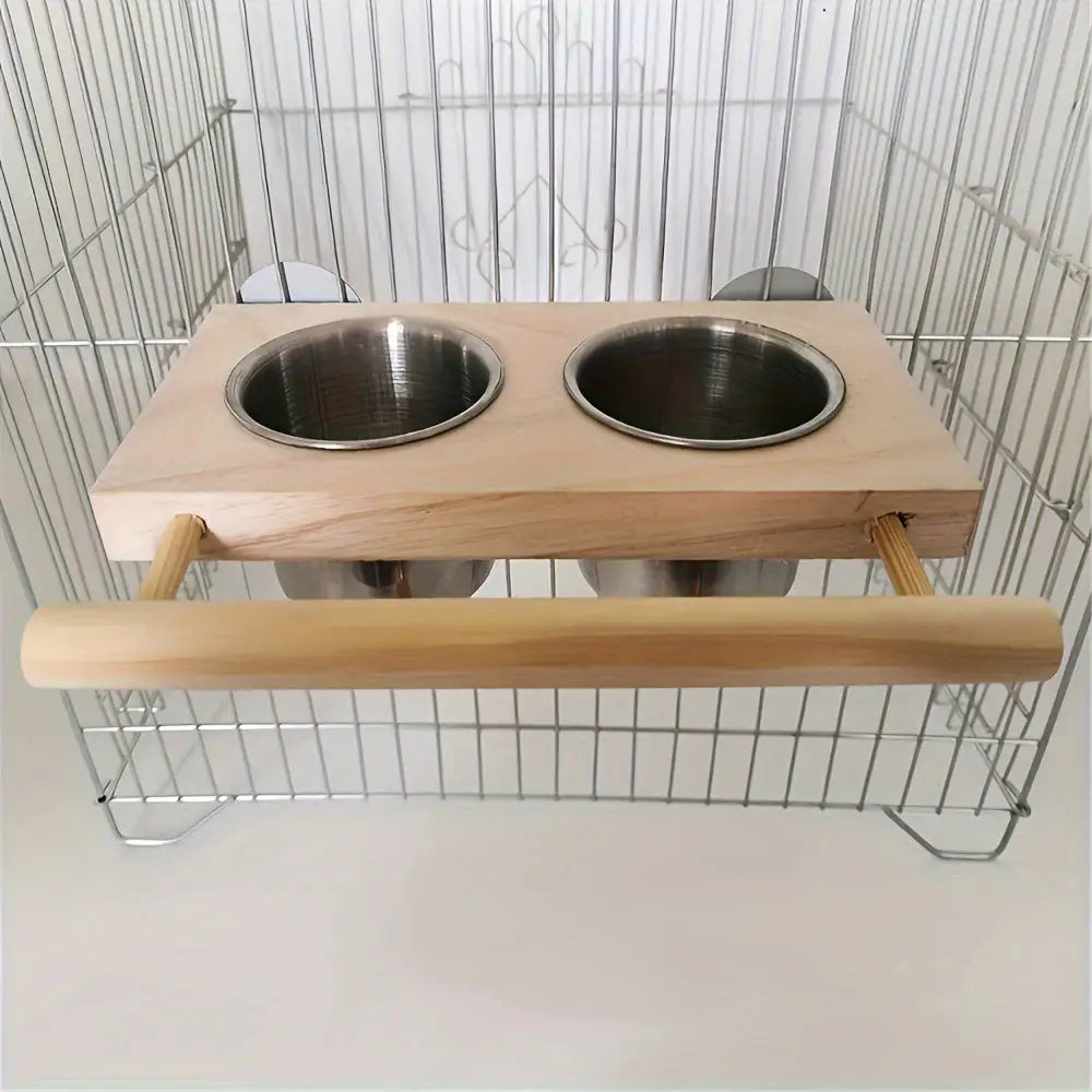 Recipientes Alimentação Pássaros Inox Duplo + Suporte Resistente | Caprioli Shop Comedouro e Bebedouro Cor Aleatória