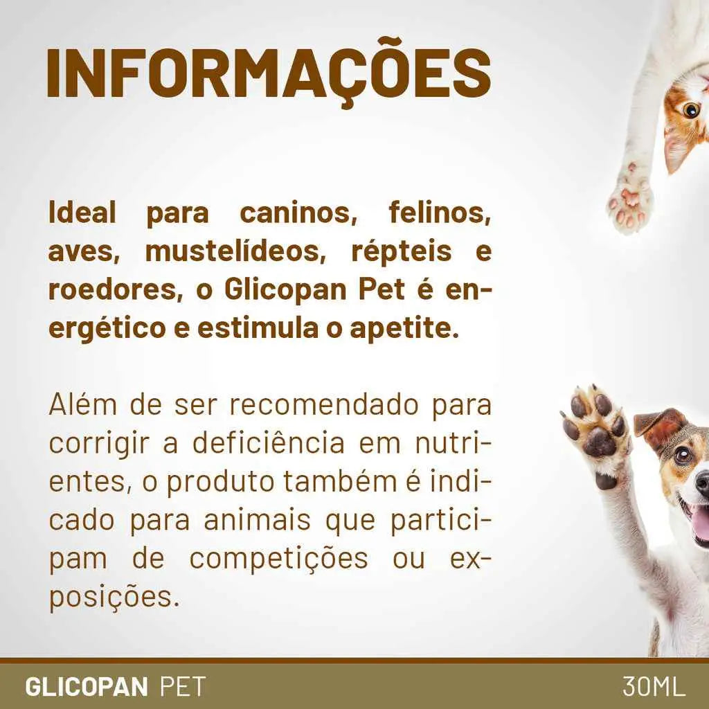 Suplemento Glicopan Pet 30ml Vetnil Vitaminas Aminoácidos Apetite l Caprioli Shop medicamentos para cachorro