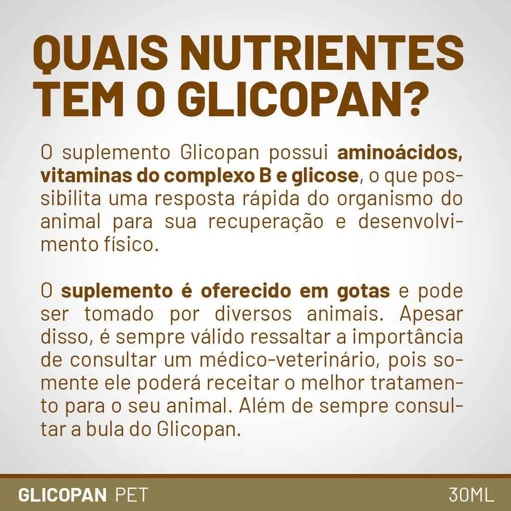 Suplemento Glicopan Pet 30ml Vetnil Vitaminas Aminoácidos Apetite l Caprioli Shop medicamentos para cachorro