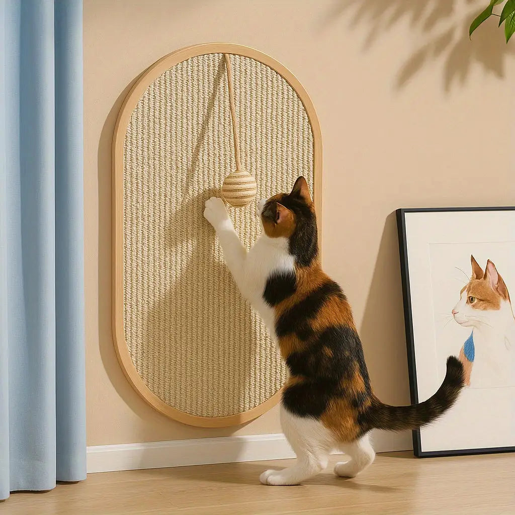 Tapete de sisal para gatos duradouro e riscar sofá com proteção parede | Caprioli Inter Arranhadores oval