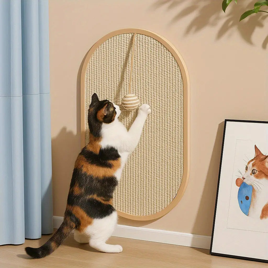 Tapete de sisal para gatos duradouro e riscar sofá com proteção parede | Caprioli Inter Arranhadores oval