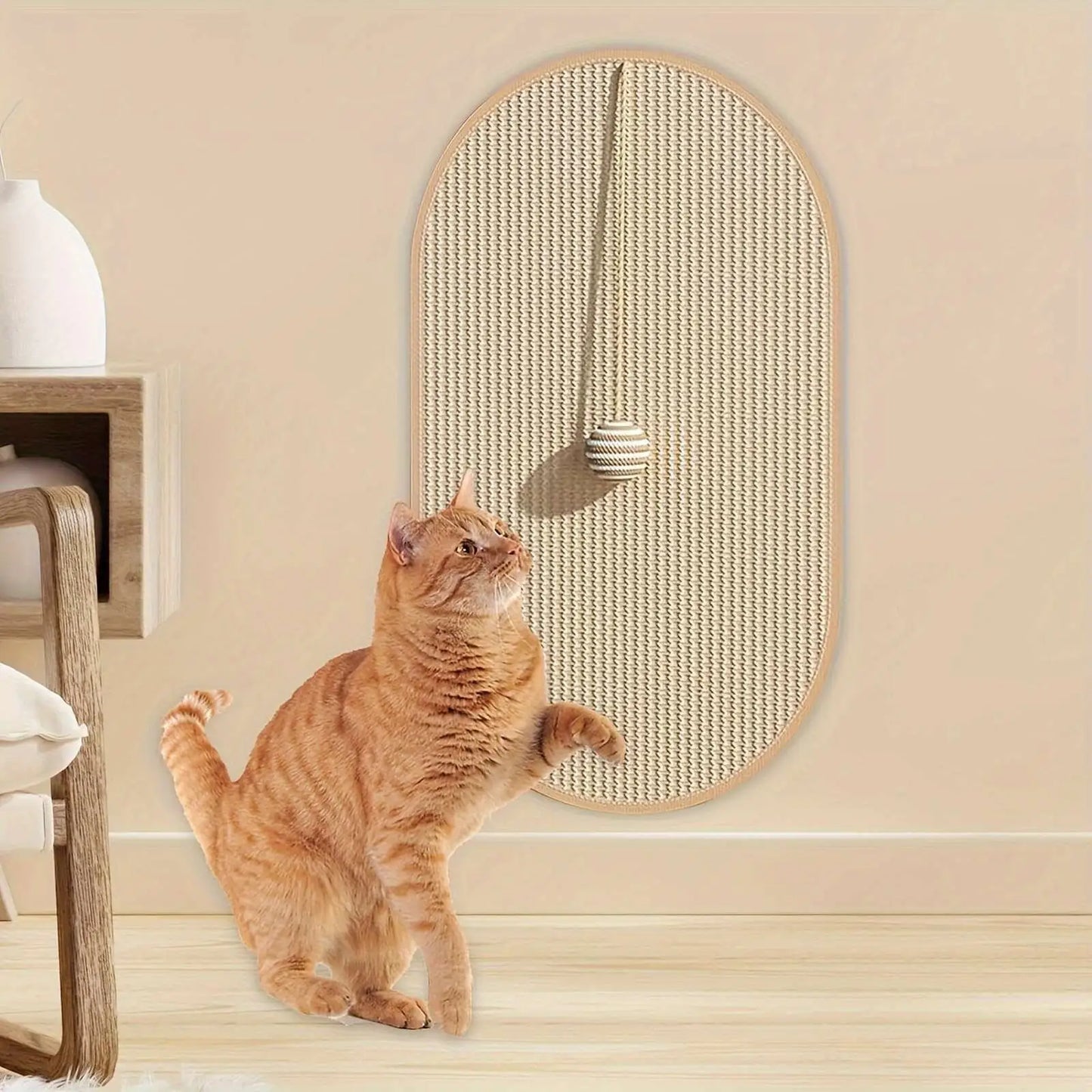 Tapete de sisal para gatos duradouro e riscar sofá com proteção parede | Caprioli Inter Arranhadores oval