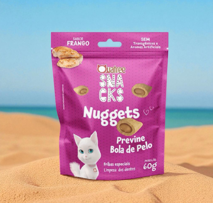Kit 10 Snacks Quatree para Gatos Adultos Prevenção de Bolas de Pelo Crocante | Caprioli Shop