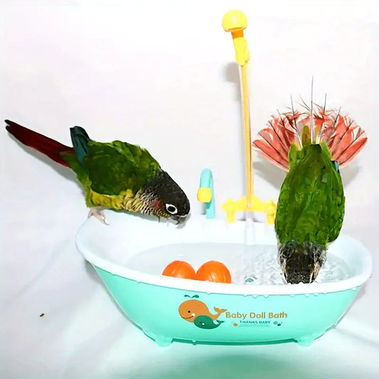 Banheira Automática para Pássaros - Higiene Fácil e Portátil | Caprili Inter - Brinquedos acessórios passaros - Verde