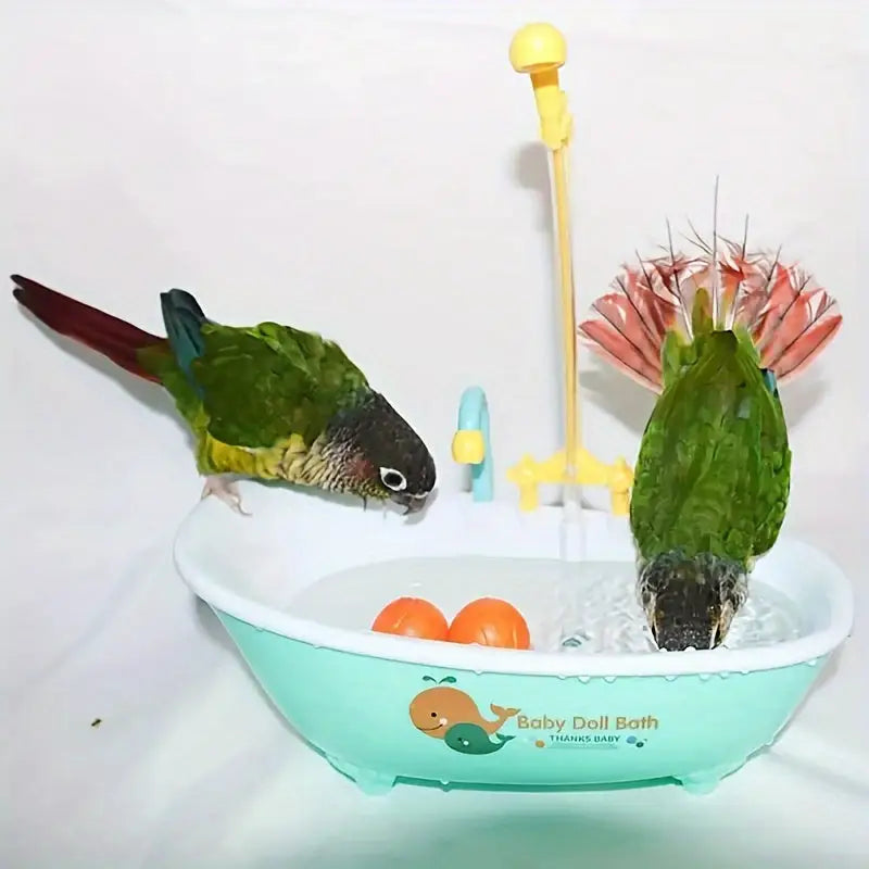 Banheira Automática para Pássaros - Higiene Fácil e Portátil | Caprili Inter - Brinquedos acessórios passaros - Verde
