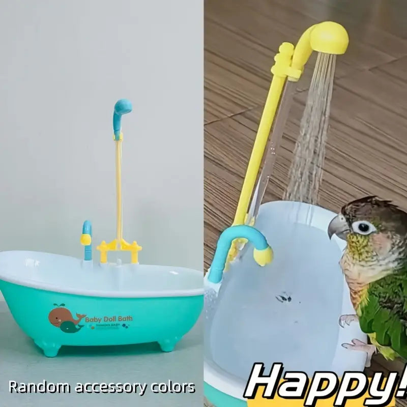 Banheira Automática para Pássaros - Higiene Fácil e Portátil | Caprili Inter - Brinquedos acessórios passaros - Verde