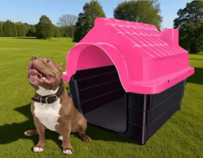 Casinha Plástica Injetada N7 para Cães de Porte Médio a Grande – Caprili Shop Caminhas e Casinhas ROSA