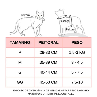 Coleira peitoral com guia para cães e gatos - Conforto segurança ajustável | Caprili Shop - Coleiras Guias Peitorais