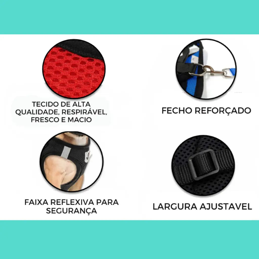 Coleira peitoral com guia para cães e gatos - Conforto segurança ajustável | Caprili Shop - Coleiras Guias Peitorais