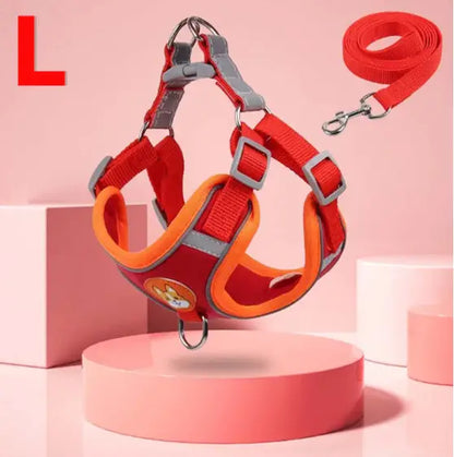 Conjunto de Coleira Peitoral Ajustável para Cães e Gatos – Resistente Leve | Caprioli Shop coleiras Vermelho,L/7 10 Kg