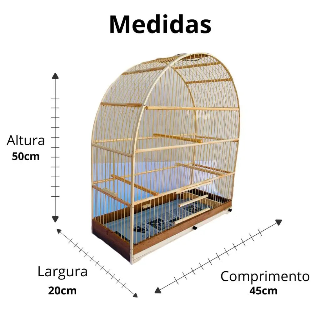 Gaiola de Madeira para Pássaros - com Base em Fibra | Caprili Shop - Gaiolas e Ninhos