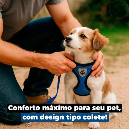 Guia Coleira Peitoral Ajustável com Colete Flexível para Cães e Gatos | Caprioli Shop coleiras