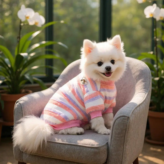 Jaqueta de Pelúcia Quente para Cachorro Estilo Arco Íris | Caprioli Shop Acessórios Pets