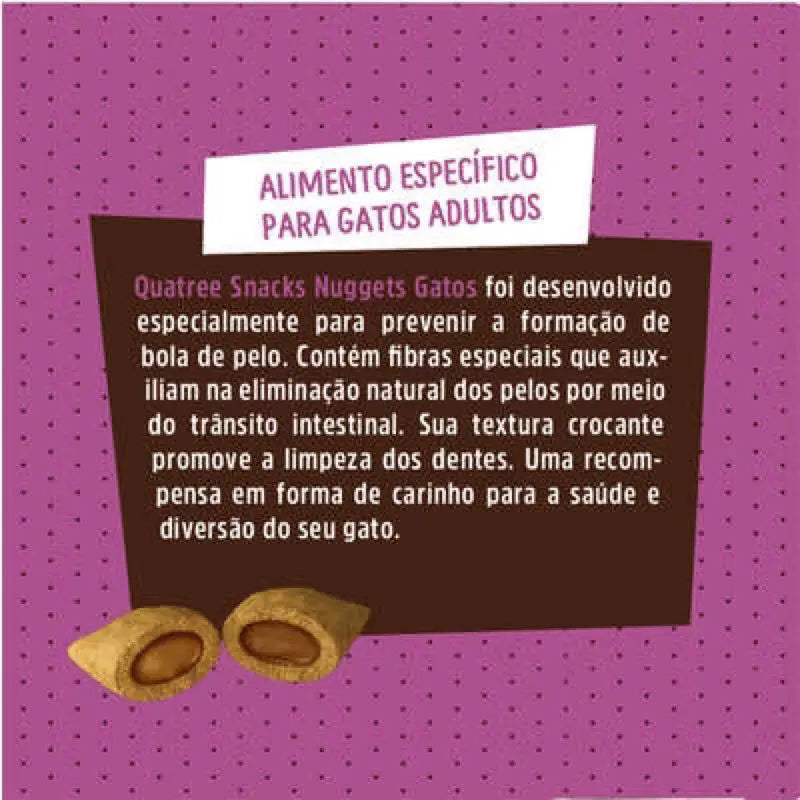 Kit 10 Snacks Quatree para Gatos Adultos Prevenção de Bolas Pelo Crocante | Caprioli Shop petisco gatos