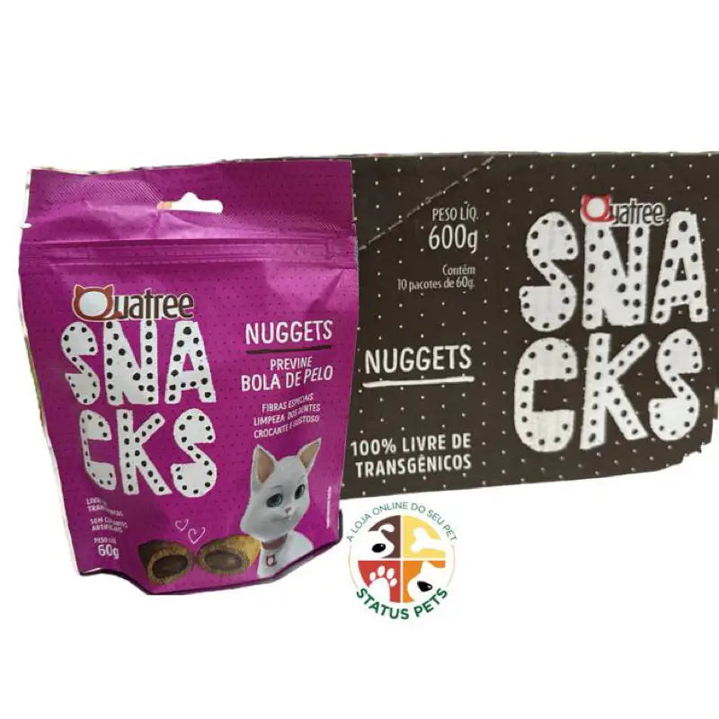 Kit 10 Snacks Quatree para Gatos Adultos Prevenção de Bolas Pelo Crocante | Caprioli Shop petisco gatos