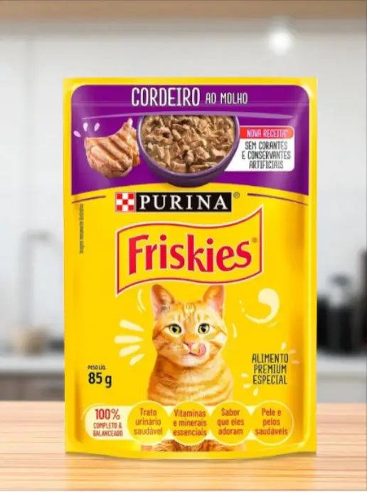Kit 15 Sachês Friskies para Gatos | Alimentação Úmida Saborosa e Balanceada | Caprioli Shop petisco gatos Cordeiro