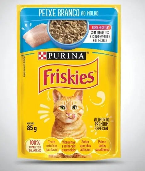 Kit 15 Sachês Friskies para Gatos | Alimentação Úmida Saborosa e Balanceada | Caprioli Shop petisco gatos Peixe Branco