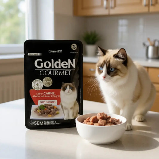 Kit 20 Sachês Golden Gourmet Gatos - Nutrição Completa | Caprili Shop - petiscos para gatos