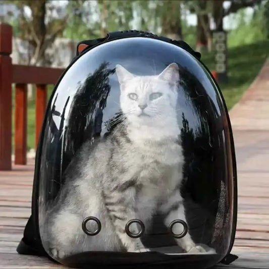 Mochila Cápsula Espacial para Gatos Ventilada Ergonômica Segura | Caprioli Shop transporte Preto