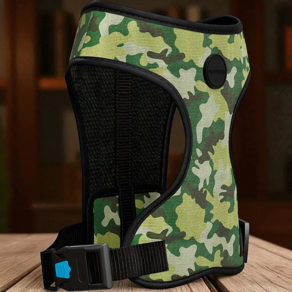 Peitoral para Cachorro Estampado Regulável com Guia Grátis | Caprioli Shop peitorais cachorro camuflado / PP