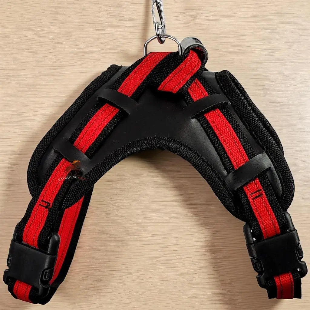 Peitoral com Guia Ajustável para Cães Médios e Grandes | Caprioli Shop peitorais cachorro Preto Vermelho / P